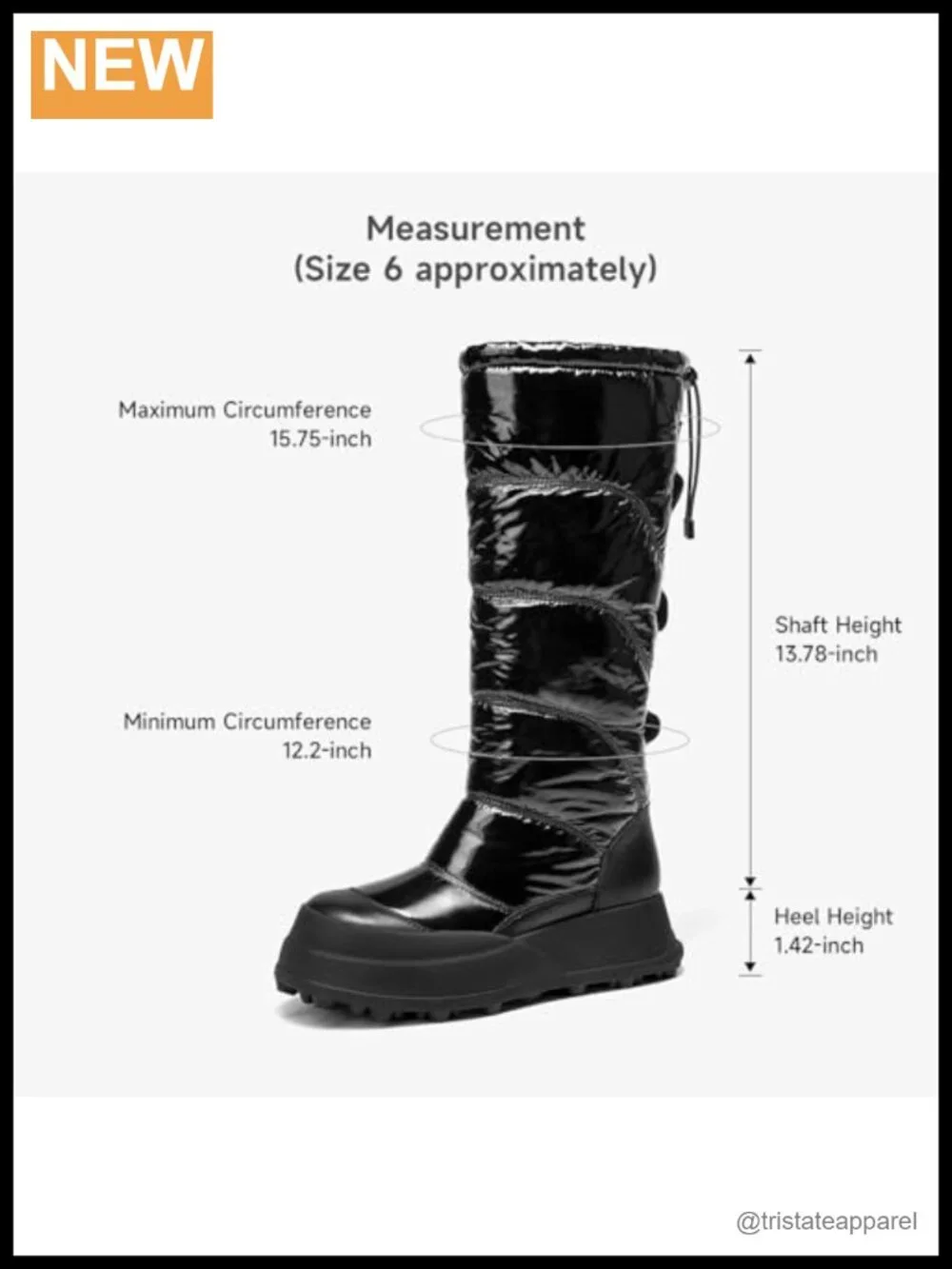 Women's Waterproof Leather Knee High Winter Snow Boots, Round Toe Platform